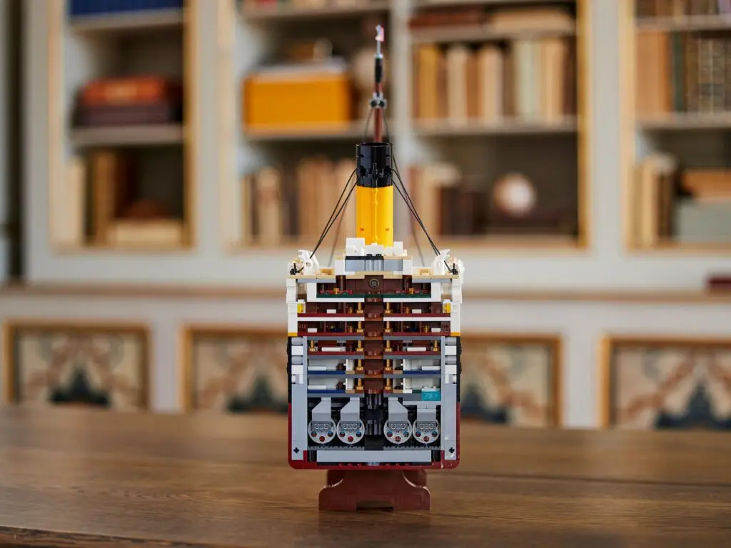 LEGO ship engine replica displayed indoors