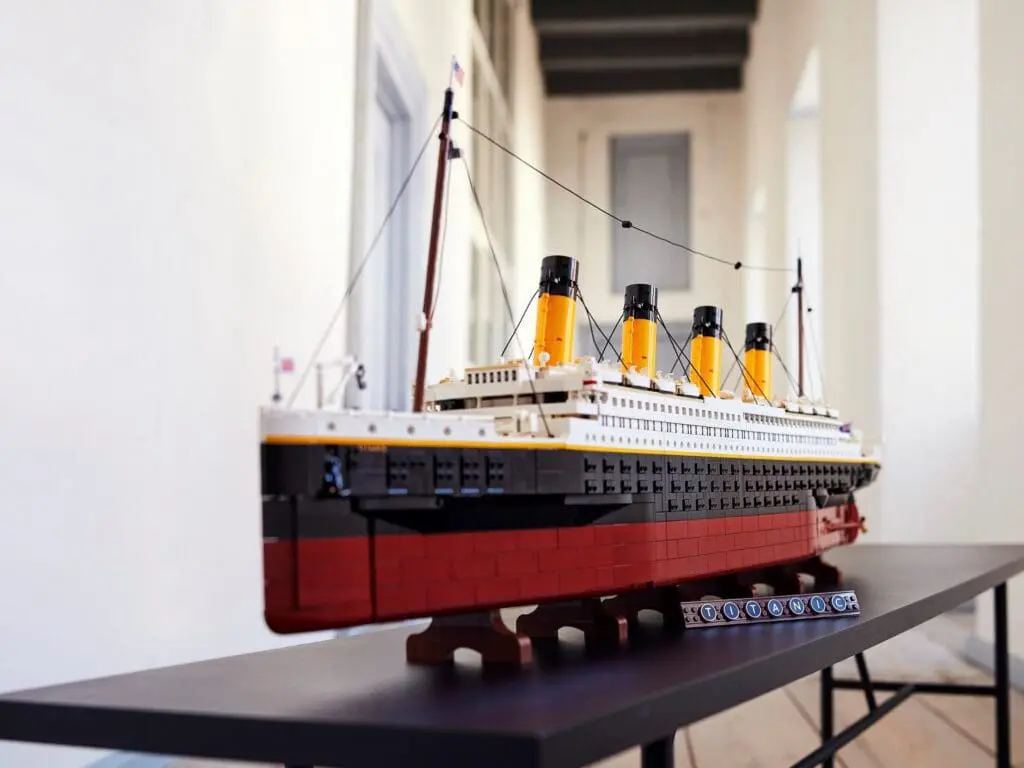 Detailed LEGO ship in hallway