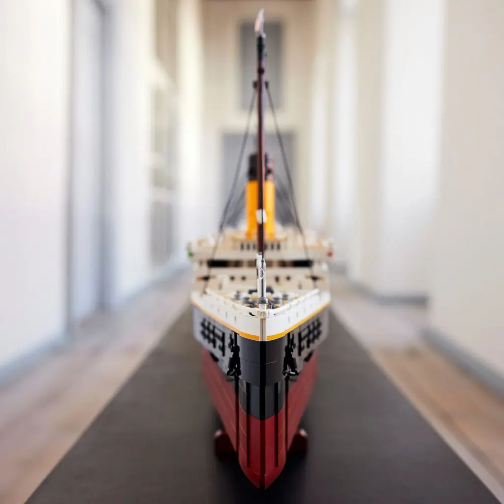 Miniature ship with red hull