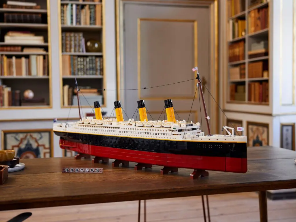 Model ship on a wooden table