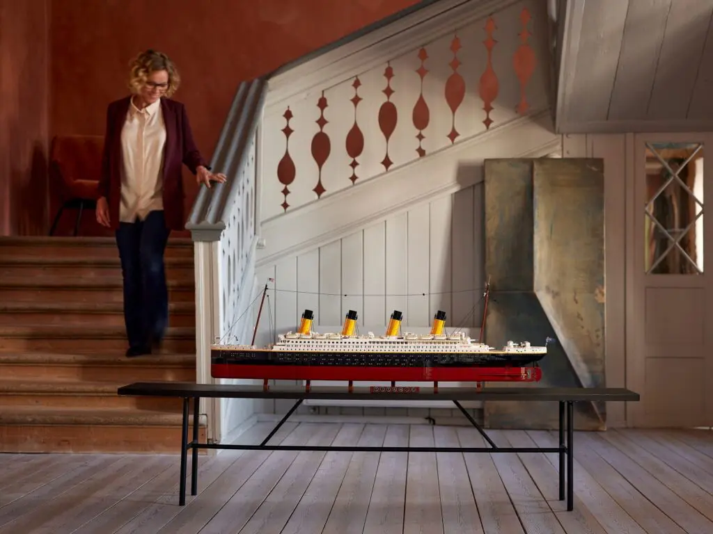 Model ship displayed on a table