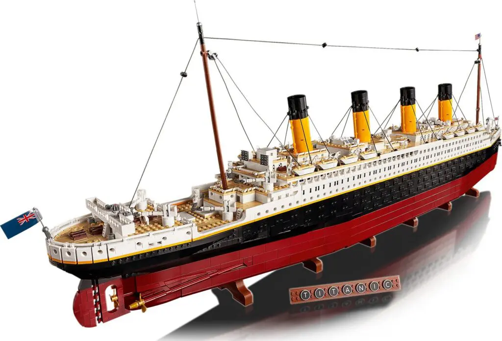 Model ship with red hull