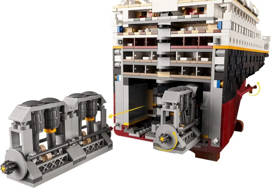 Brick-built ship model showing engine section
