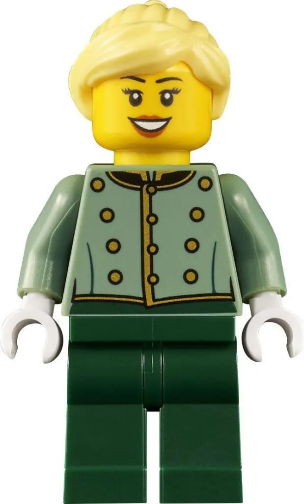 Smiling LEGO figure with blonde hair