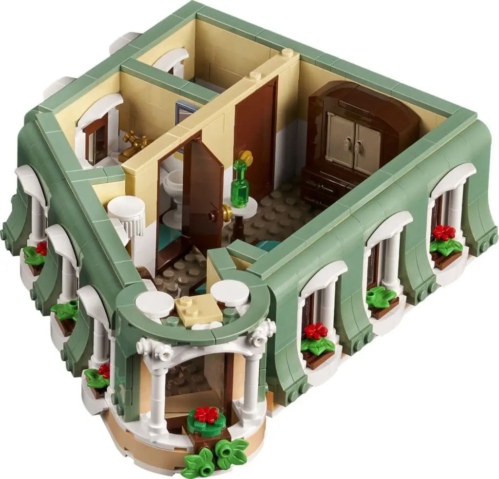 Miniature Lego house section with plants