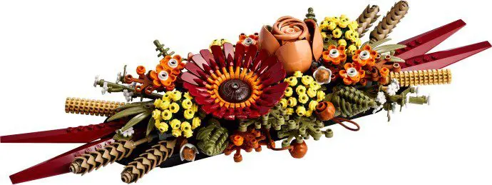 Bright LEGO bouquet featuring sunflowers and roses