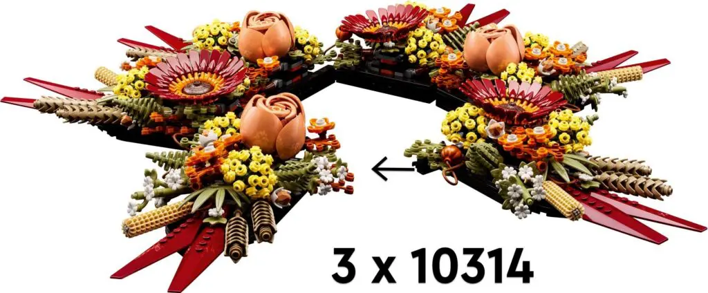 Colorful LEGO flower display with instructions