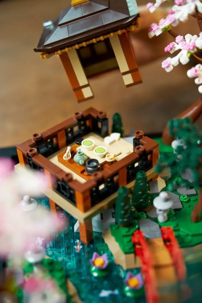 Lego tea house with cherry blossoms
