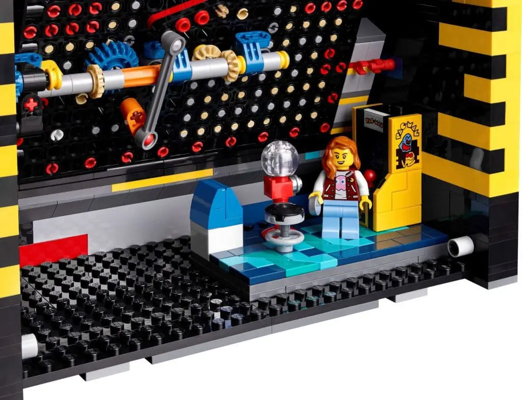 Miniature arcade setup with Lego character