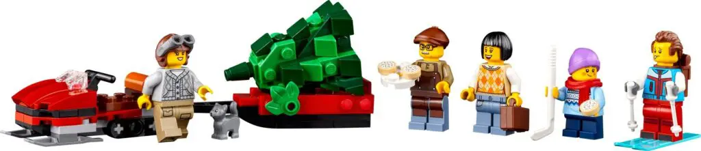 LEGO figures with a Christmas tree