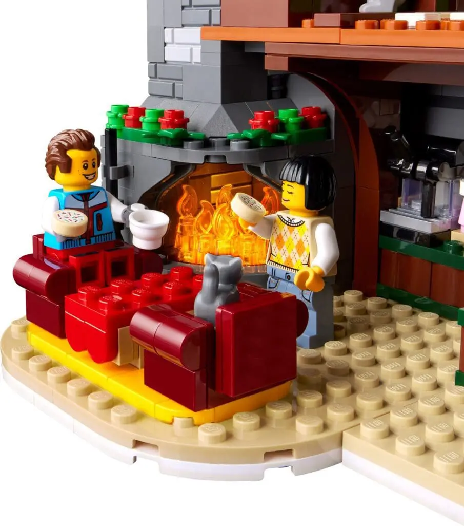 LEGO characters relaxing with hot beverages
