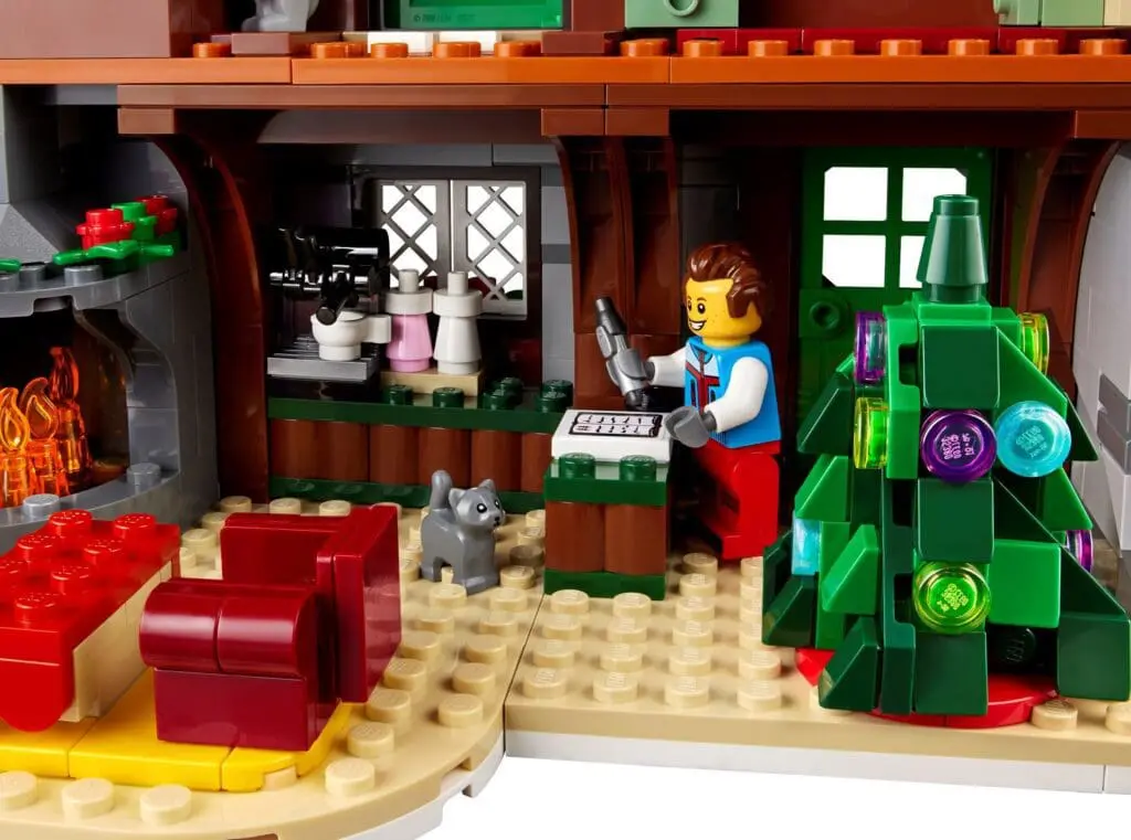 LEGO holiday scene with Christmas tree