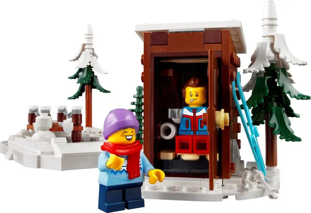 Winter Lego setup with snow and trees