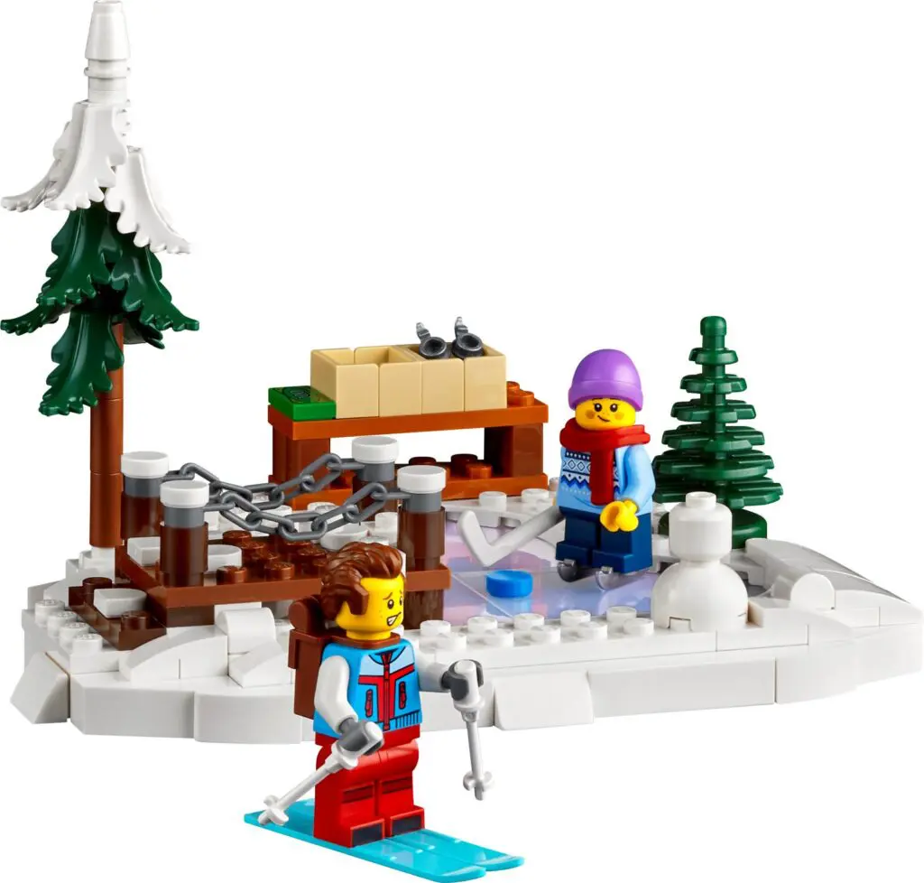 LEGO winter scene with skiers
