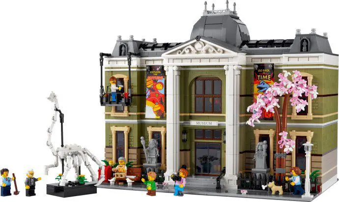 Toy museum set with dinosaur skeleton
