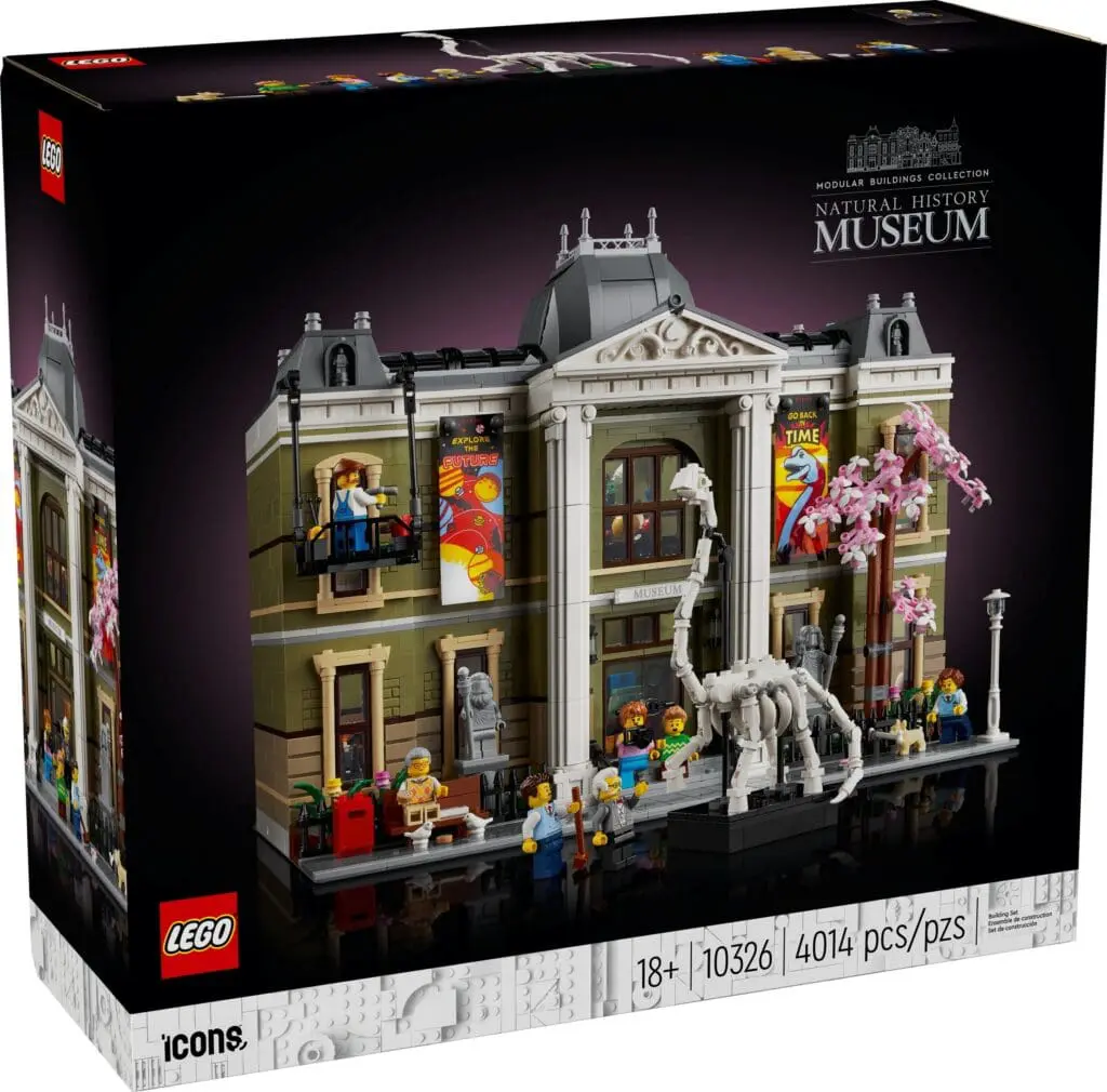 Building toy with dinosaur skeleton display