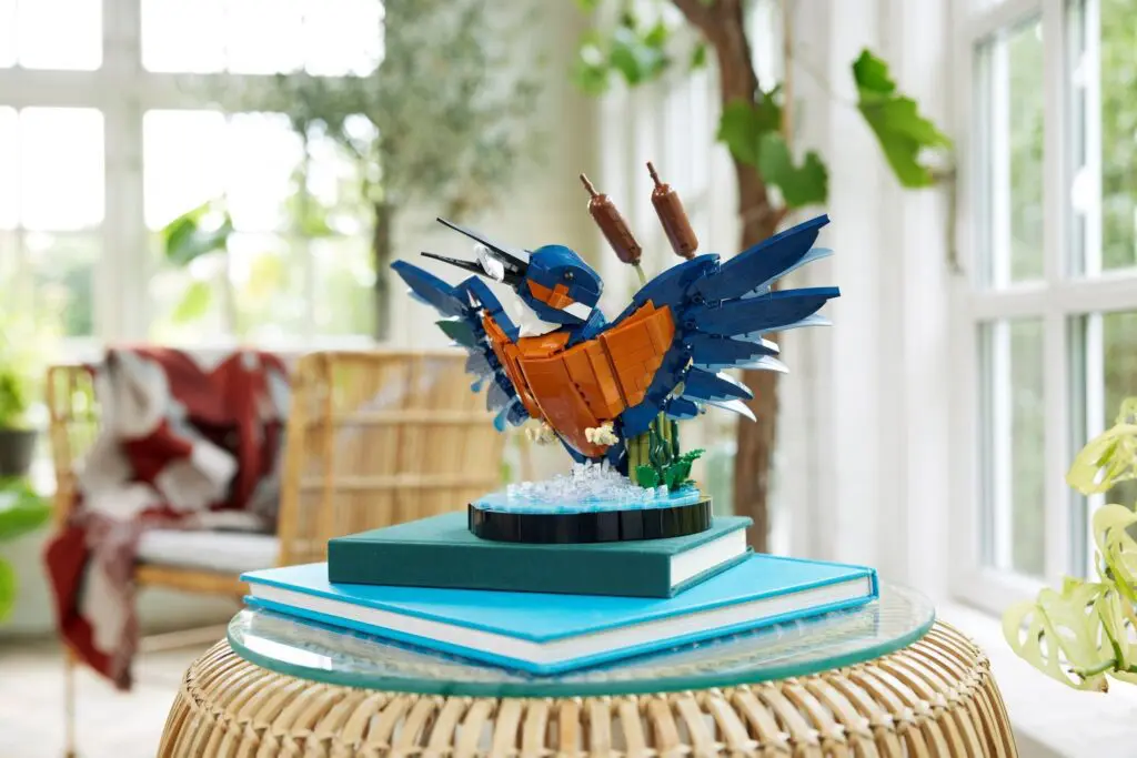 Colorful bird model in bright room