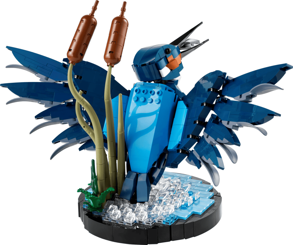 LEGO bird model on display