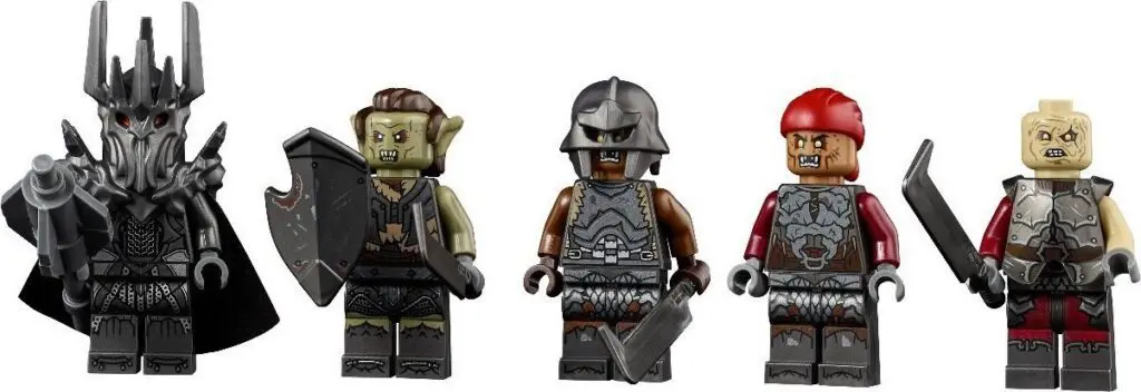 Dark fantasy warrior LEGO minifigures lineup