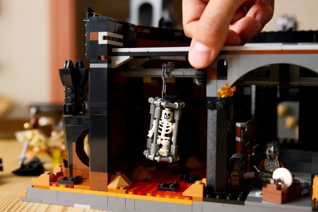 Skeleton in Lego cage diorama