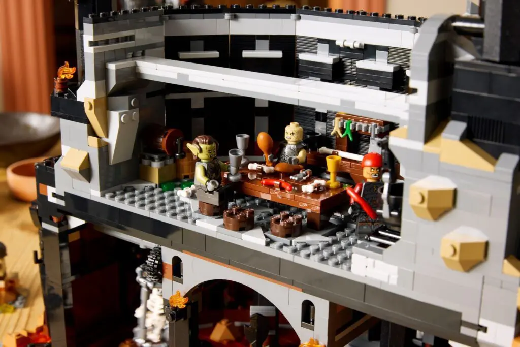 Toy castle interior with banquet setting