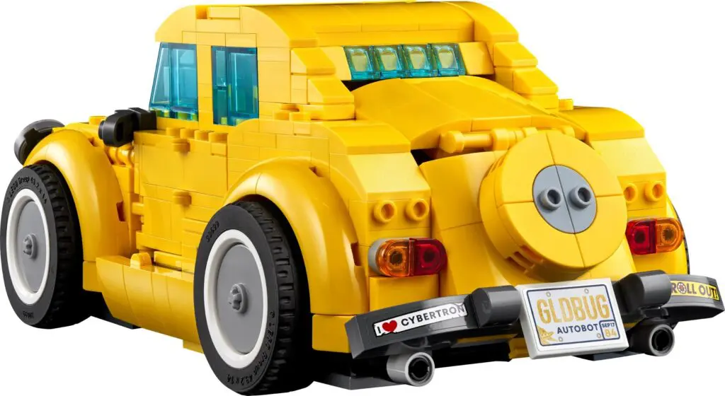 Rear view of yellow block vehicle