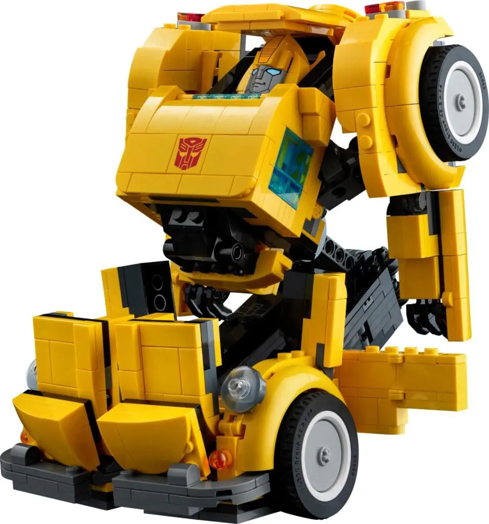Yellow robot toy in transformation mode