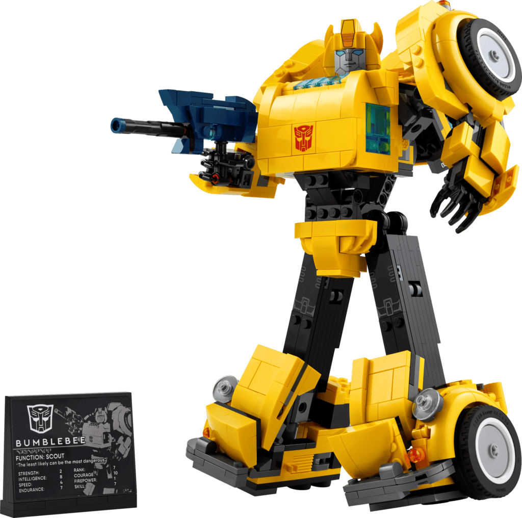 Toy robot with blue weapon accessory