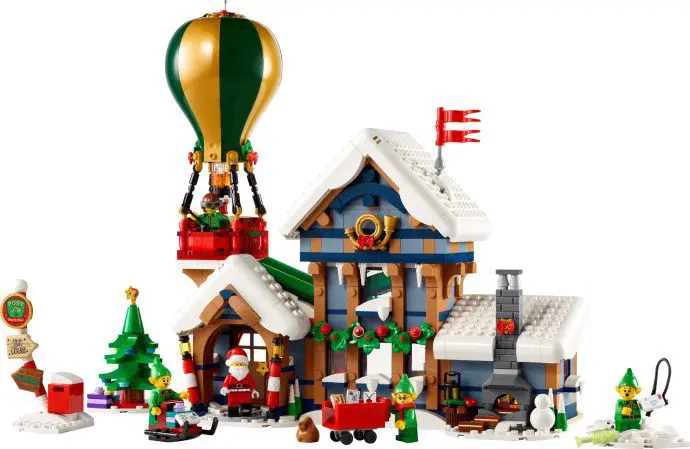 Christmas-themed LEGO set with hot air balloon