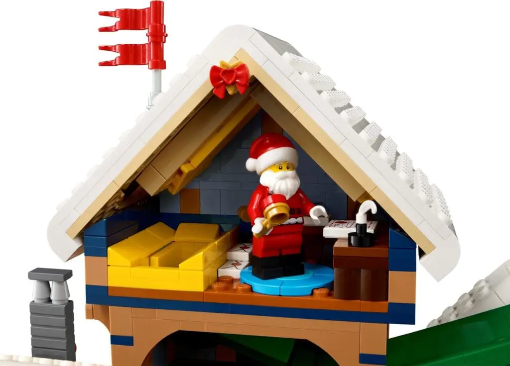 LEGO Santa in a snowy attic