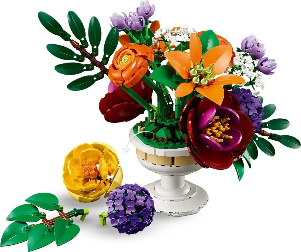 Creative LEGO floral arrangement display