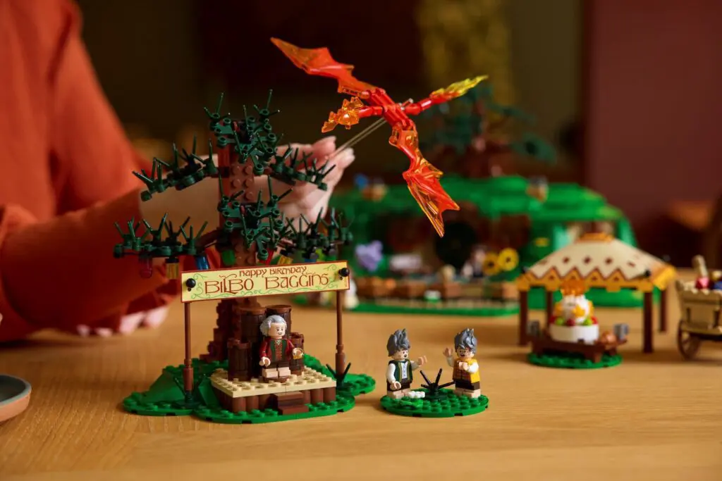 LEGO set with dragon and hobbit figures
