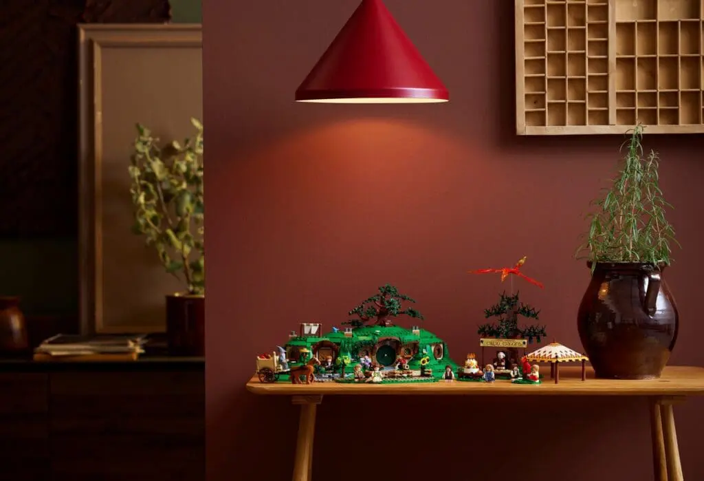 LEGO Hobbiton set on display table