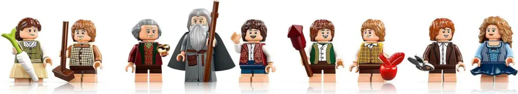 Colorful Lego characters on display