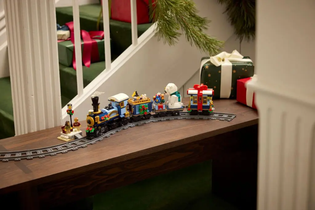 Festive train set with gifts