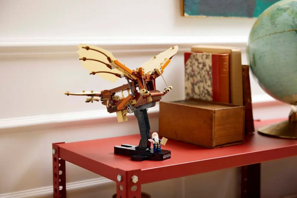Detailed Lego display with books and globe