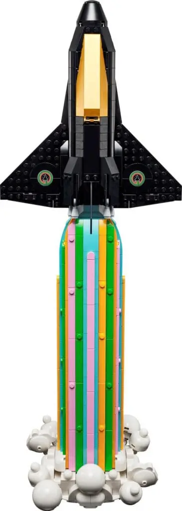 Black toy rocket launching upwards