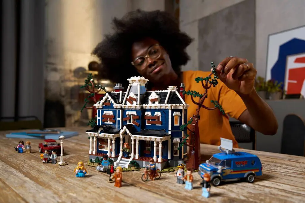 Creative LEGO construction on wooden table