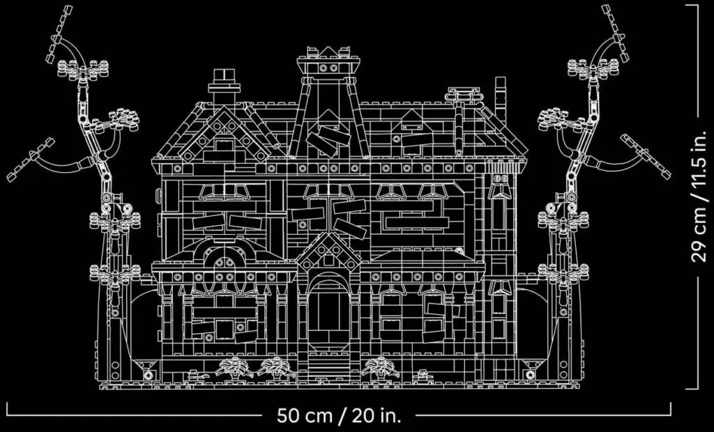 Haunted house blueprint with dimensions