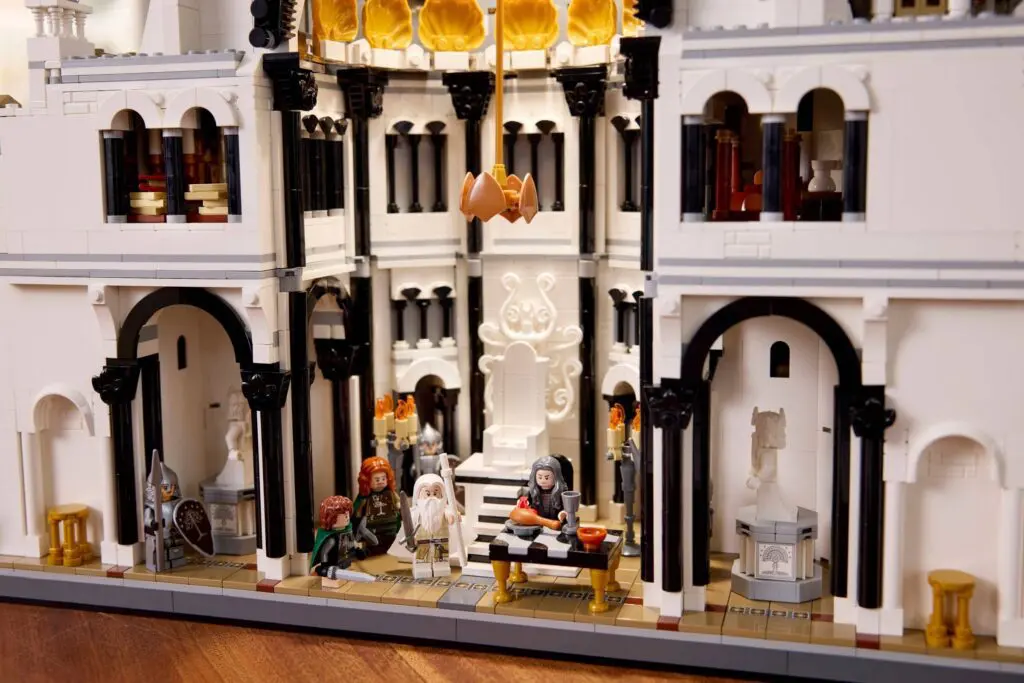 Detailed LEGO castle courtyard scene