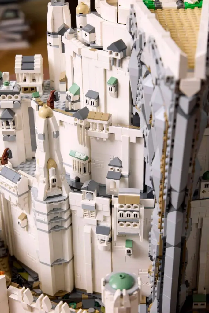 Close-up of Lego architectural structure