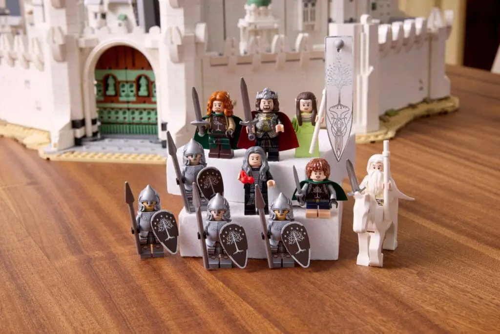 LEGO fantasy character figures at castle