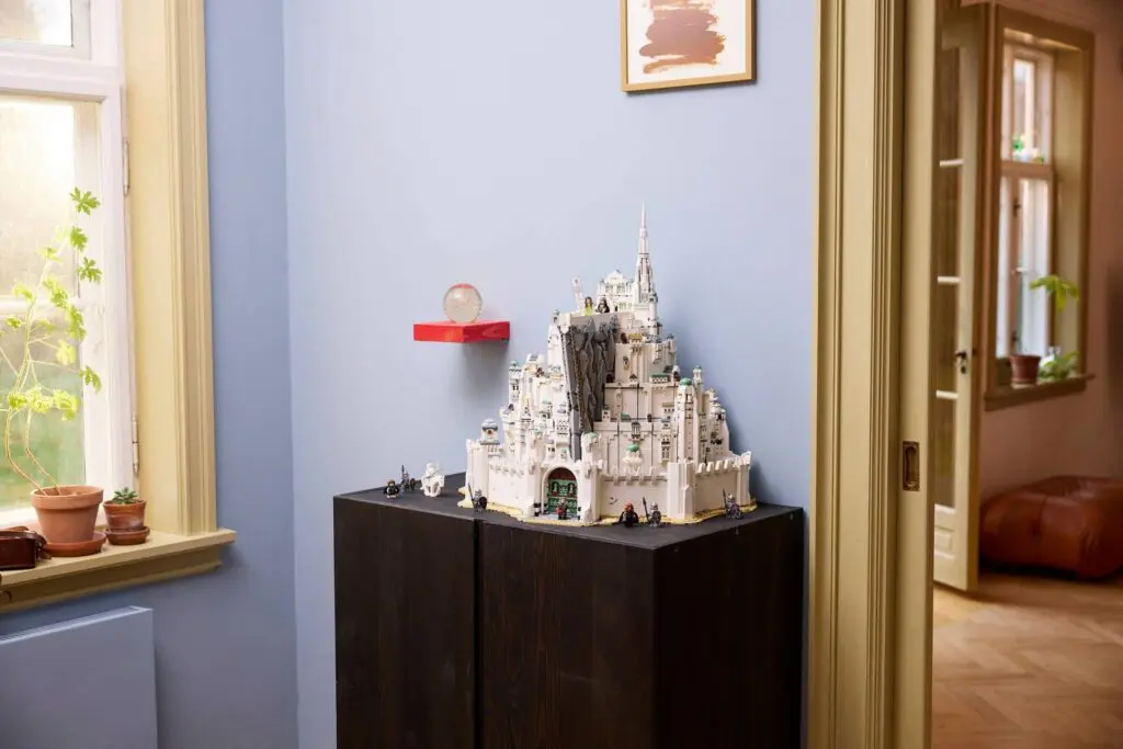 Detailed Lego castle in room corner