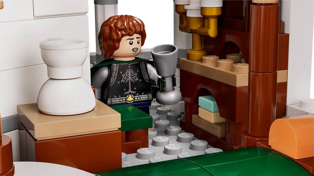 Miniature Lego scene with detailed interior