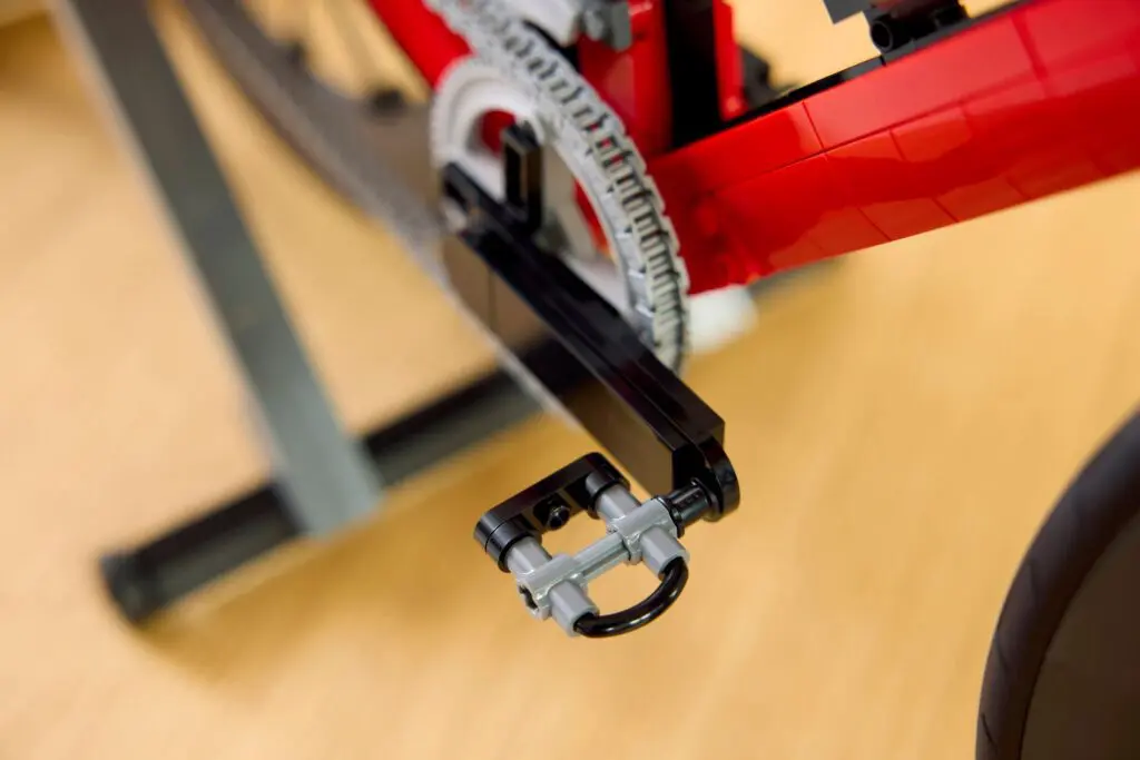 Close-up of LEGO bike pedal