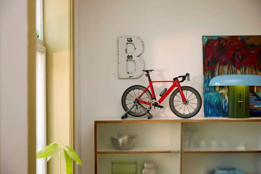 Decorative red bike in modern room