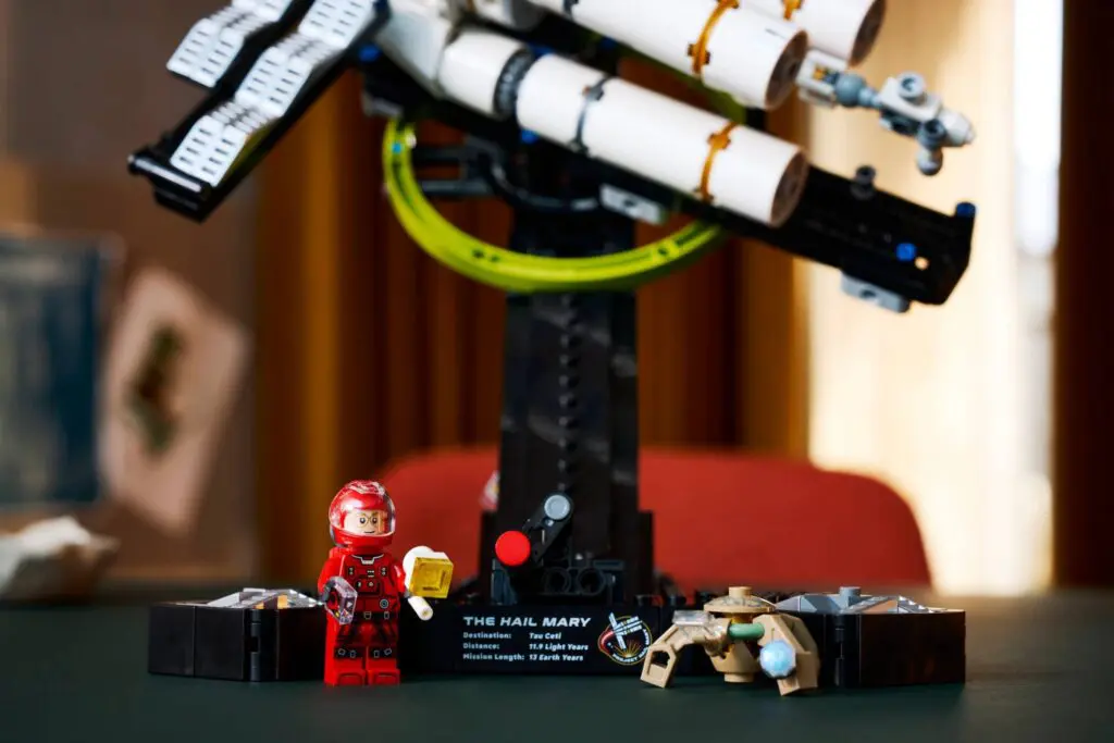 LEGO rocket model with astronaut figure