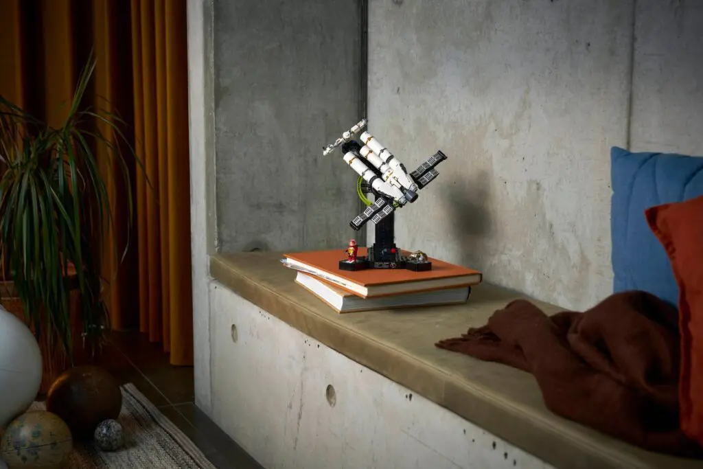 Model shuttle displayed on books