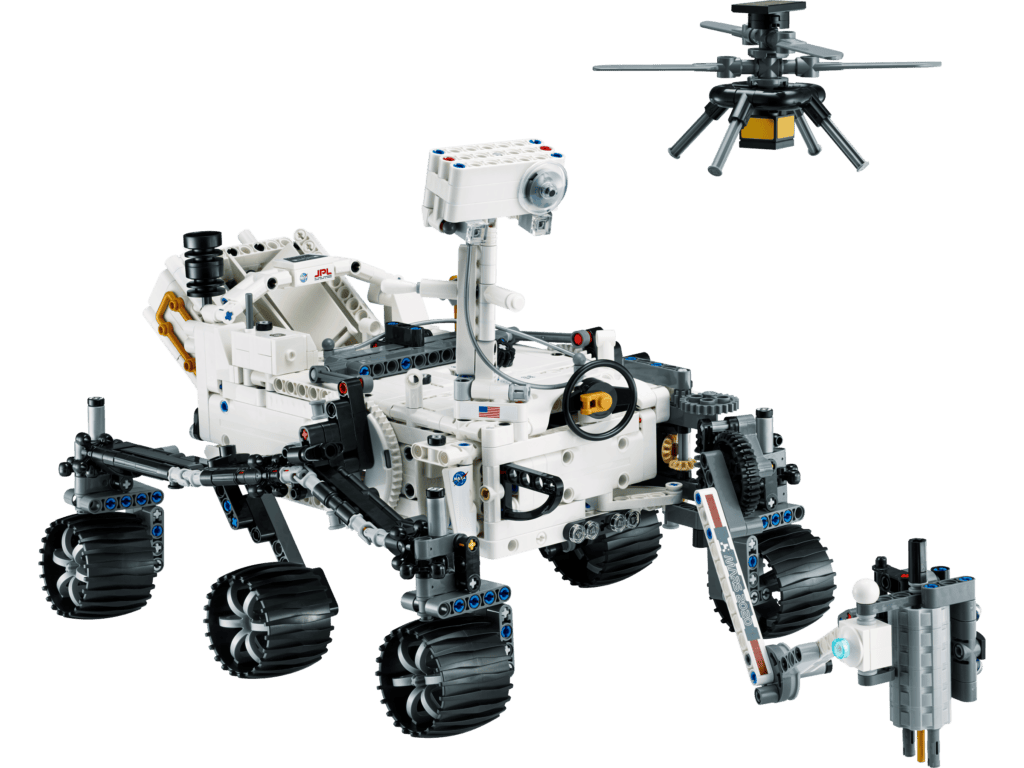 LEGO Mars rover and helicopter model