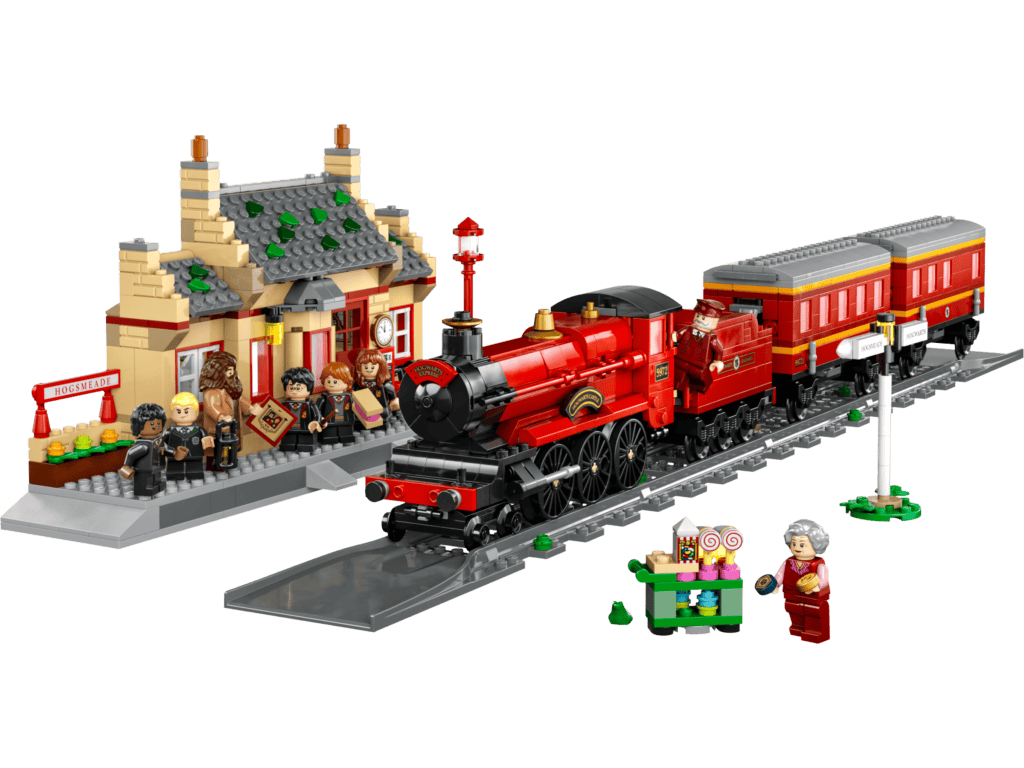 Toy train set with miniature figures